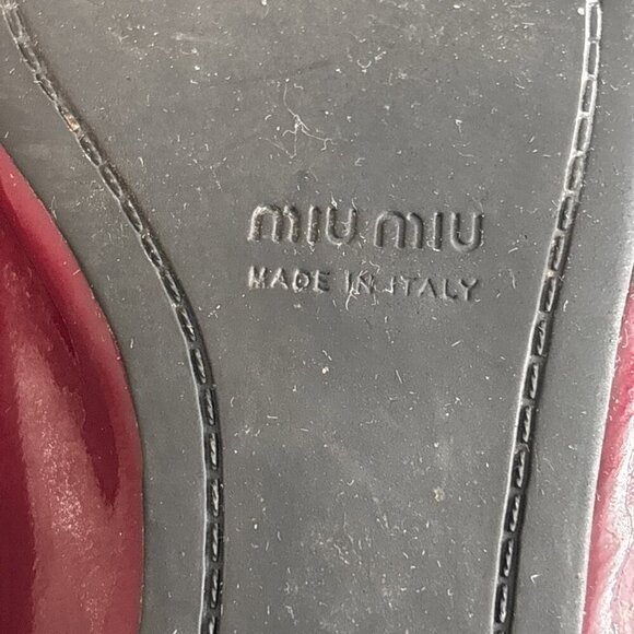 MIU MIU Burgundy Patent Leather Ballet Flats Silver Buckle Accent Women's Sz 40 - Picture 13 of 16
